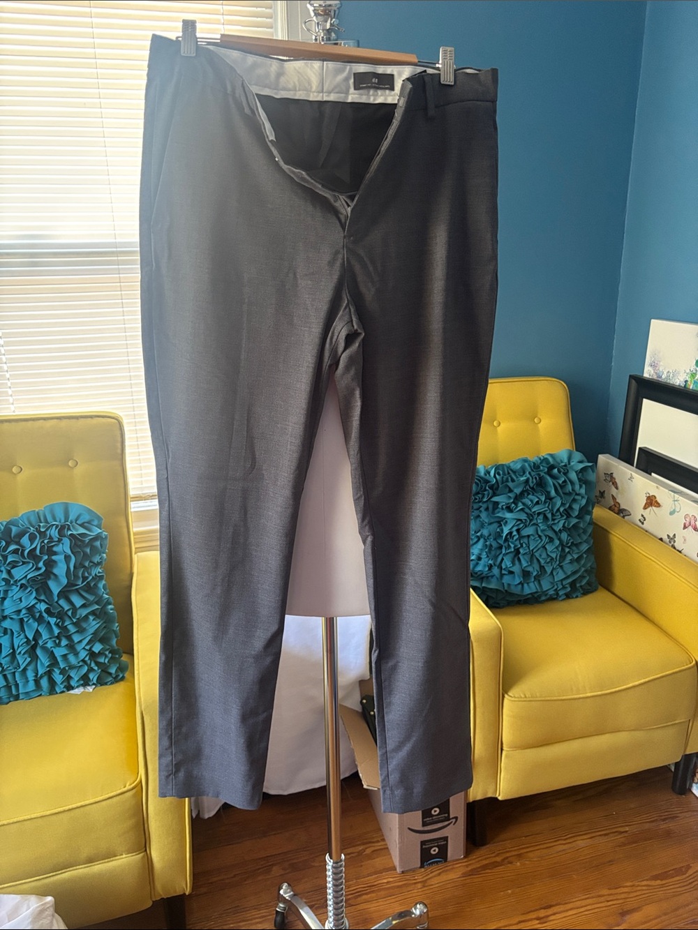 H&M Men's Dark Gray Dress Pants - Slim Tailored